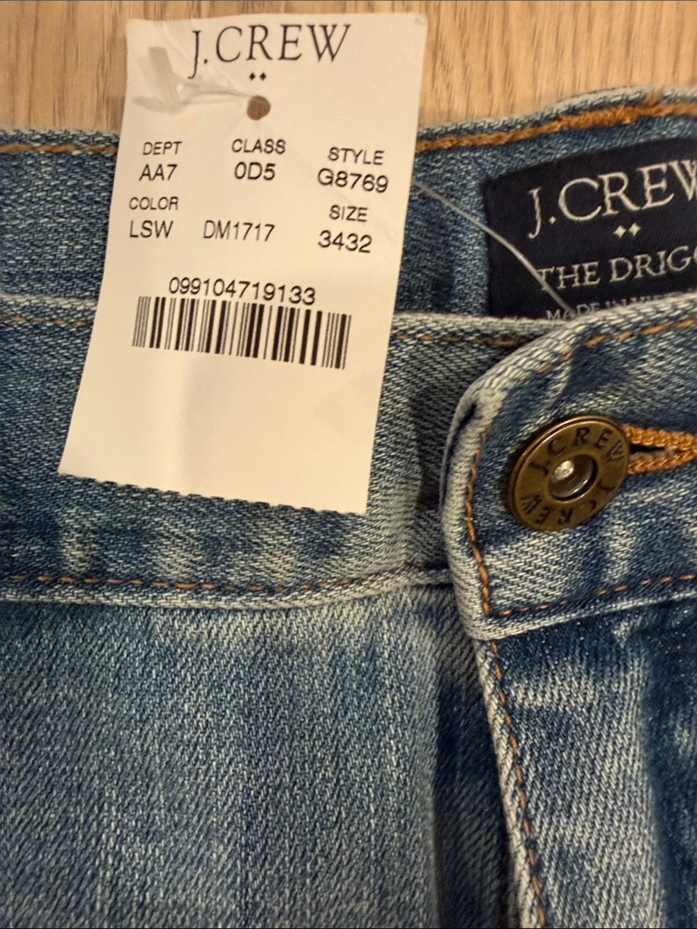 NEW J. Crew Men's Light Blue Slim Straight Jeans